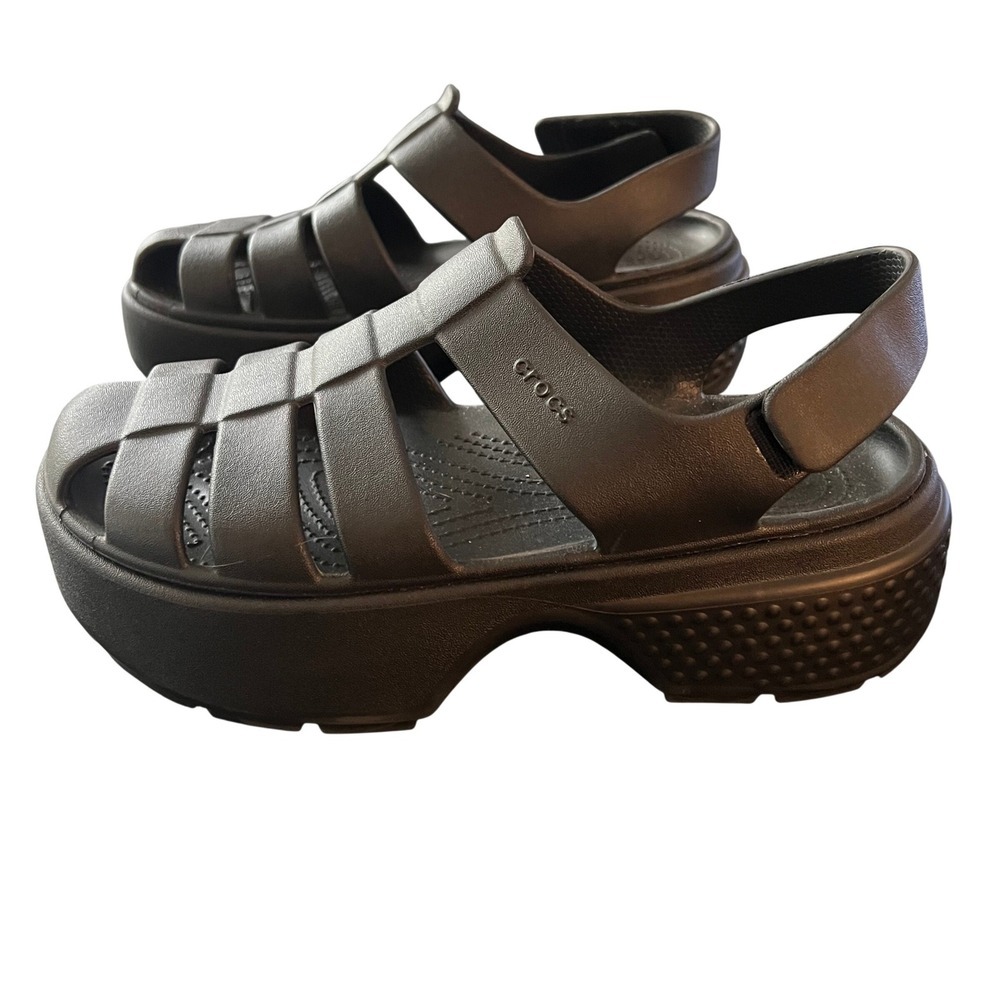 Crocs Skyline Fisherman Sandals Black Platform Lug Sole Womens 10 Mens 8 208182
